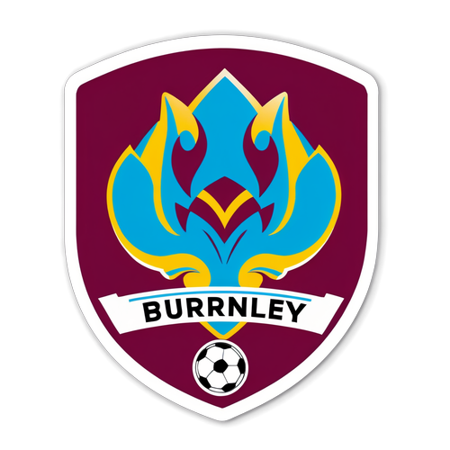 Funky Burnley Emblem: Pamoja na Mpira wa Soka wa Nishati ya Furaha!