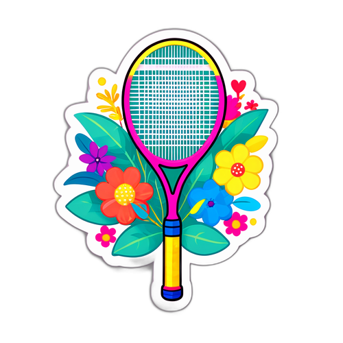 Autocollant de Raquette de Tennis avec Fleurs