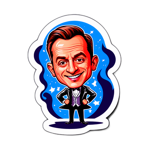 Karikatura Tomasza Schuchardta z elementami teatralnymi