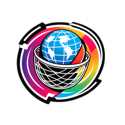 Design en klistermærke der kombinerer en håndboldnet med en filmrulle