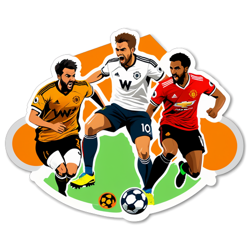 Diseño de pegatina de un partido entre Wolves y Manchester United