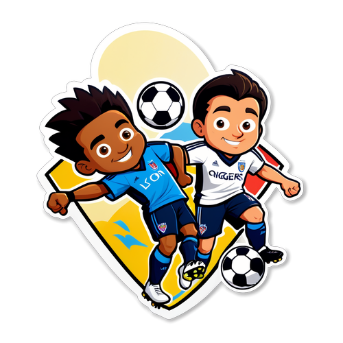 Stiker Kartun Pemain Lyon dan Angers