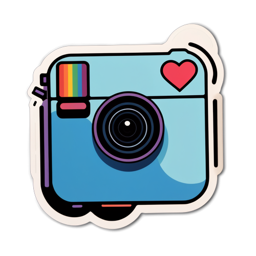 Stiker Bertema Instagram dengan Kamera dan Hati