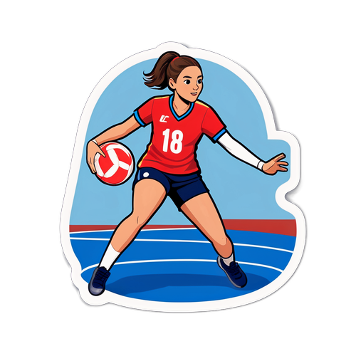 Charmigt klistermärke av Clara Lerby som spelar handboll