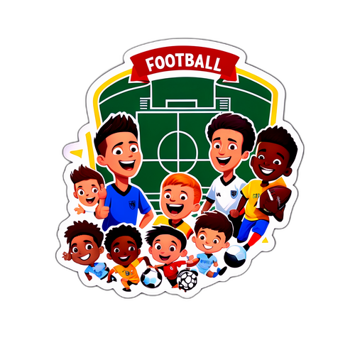 Стикер с футболистами на фоне футбольного поля