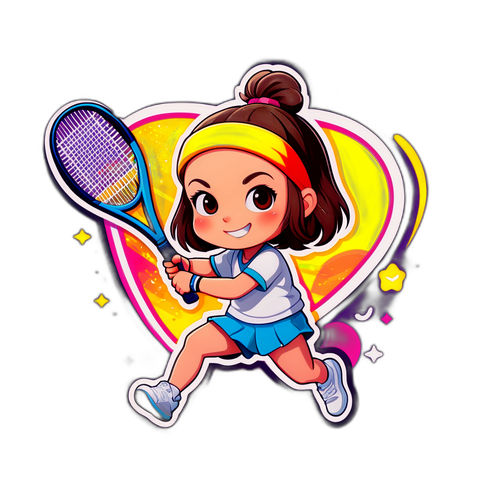 Masayang Karakter na Naglalaro ng Tenis