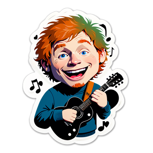 Ed Sheeran v Humorném Pojetí: Samolepka, Která Vás Okouzlí Svou Muzikálností!