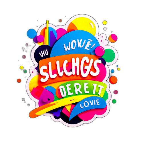 Ermutigendes Zitat umgeben von bunten, energiegeladenen Formen