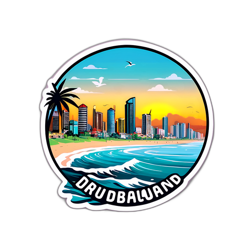 Piękna panorama Durban z elementami oceanu i kultury lokalnej