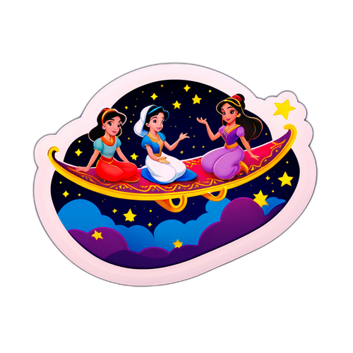 Aladdin och Jasmine på en magisk matta