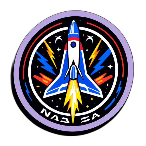 Σχεδίαση αυτοκόλλητου NASA με διαστημόπλοια και αστραπές