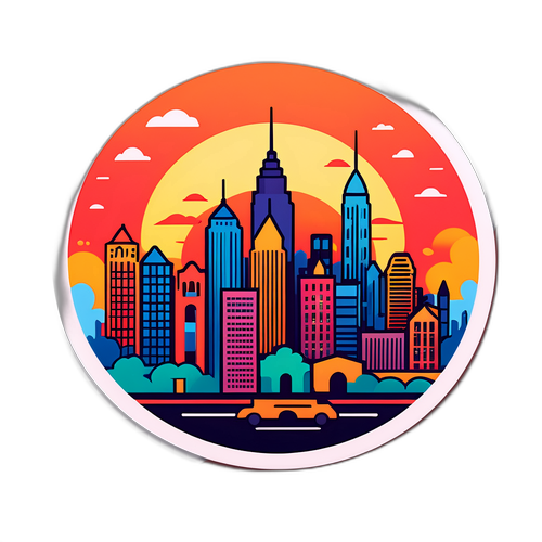 शहर के दृश्य का स्टिकर