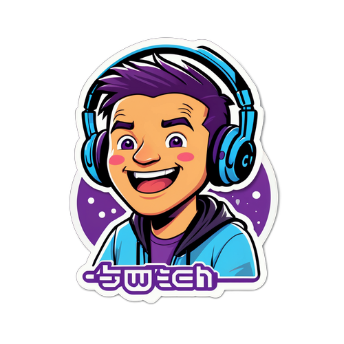 Смішний стікер Twitch з персонажем, що дивиться стрім на вечірці