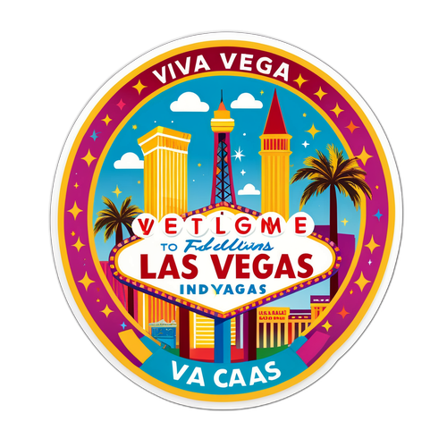 Sticker de celebrare a vieții nocturne din Las Vegas
