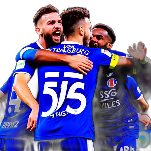 Момент матчу Ліон – Страсбур, гравці в дії