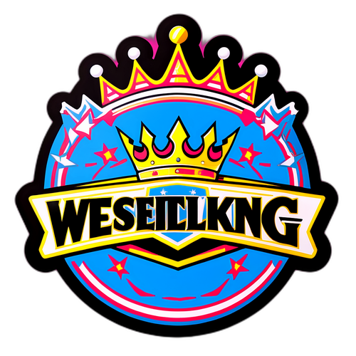 An epicki sticker do wrestlingu z tytułami WWE i koroną mistrza