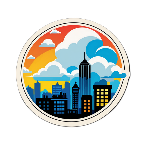 Paysaj urban cu cer noros, ilustrarea prognozei meteo pentru mâine