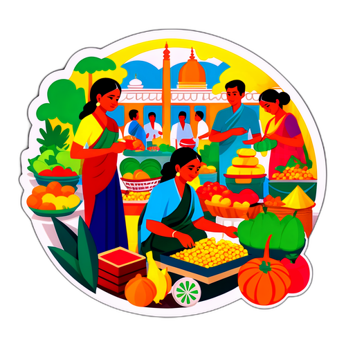 Traditionell marknadsscen i Dhaka