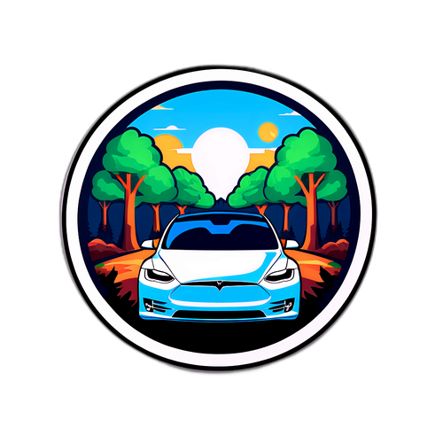 테슬라 전기차의 지구 환경을 상징하는 디자인 스티커