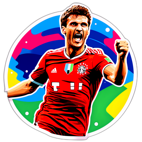 Thomas Müller'ın Enerjik Gol Sevinci Sticker Tasarımı