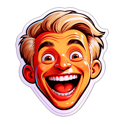 Ett klistermärke med skrattande uttryck