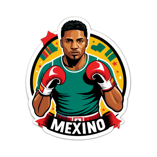 Sticker z Bokserem i Symboliką Meksyku