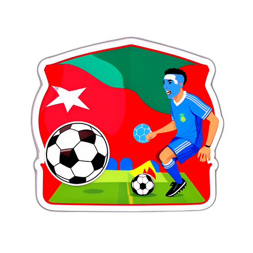 Fotball-tema klistremerke av Marokko vs. Tanzania