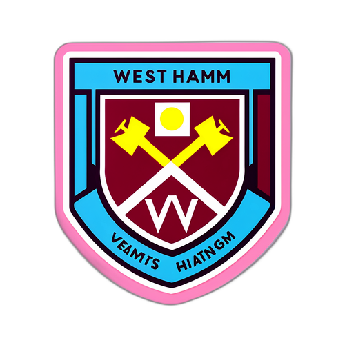 웨스트햄 팀 컬러를 강조한 스티커 디자인