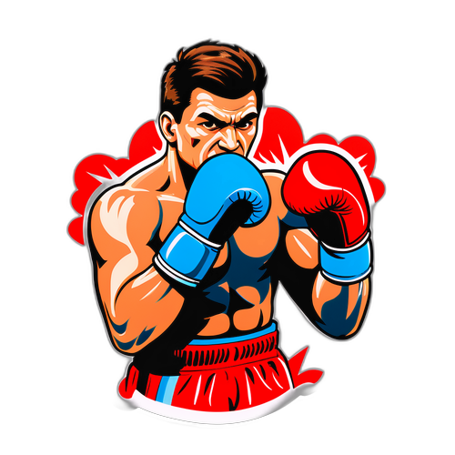 Kovács Koko István bokszkesztyűben, harcra kész pózban