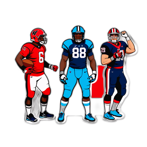 Спортсмены в униформах обоих команд, символизирующие матч между Вашингтоном и Каролиной