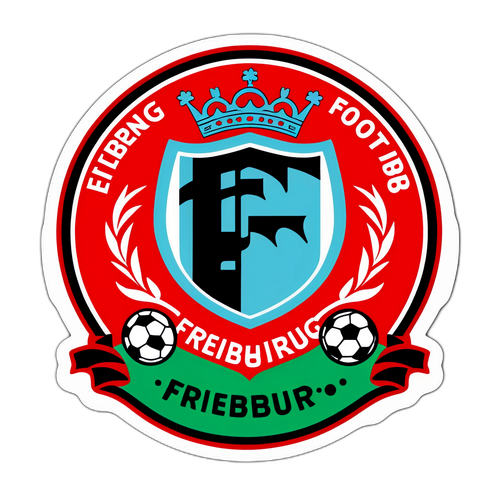 Nhãn dán phong cách cổ điển với sân bóng đá và huy hiệu Freiburg