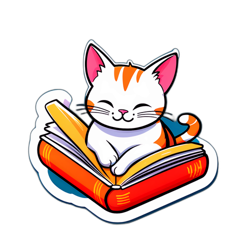 Lezende Kat Sticker