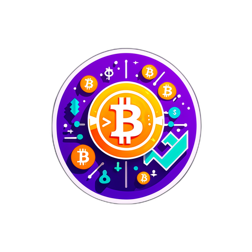 Стильный значок Биткойн с графиками и символами валюты