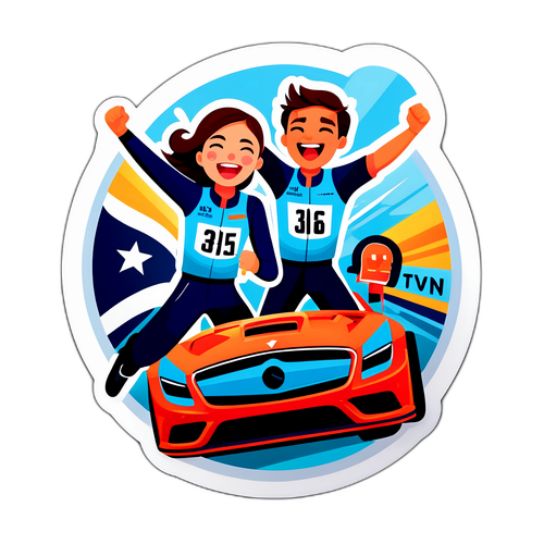 Kreativní design oslavující vítězství v závodě