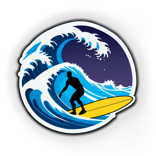 Sticker cu un bărbat care face surfing