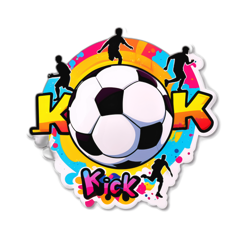 Autocollant de football avec le mot 'kick'