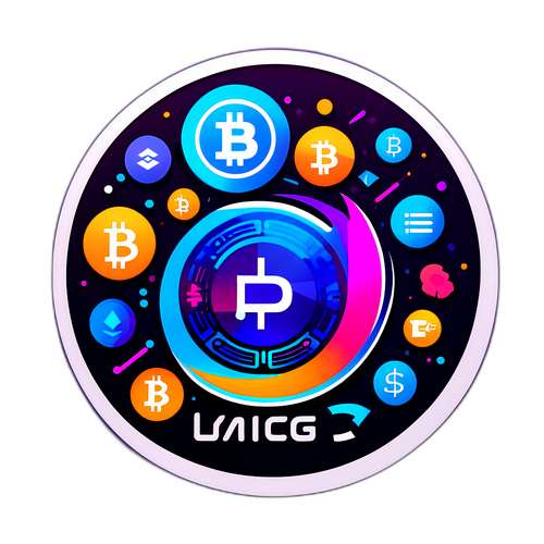 Thiết kế nhãn dán tương lai với chủ đề giao dịch tiền điện tử