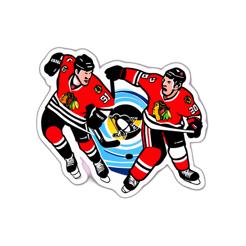 Action-Packed Penguins vs Blackhawks Game Sticker
