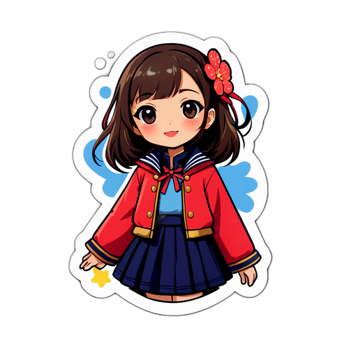 ナホコ鈴木の魅力をファッションで表現したステッカー