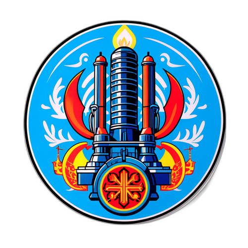 Стікери, що святкують слав'янське ТЕС, з енергією та індустріальним мистецтвом