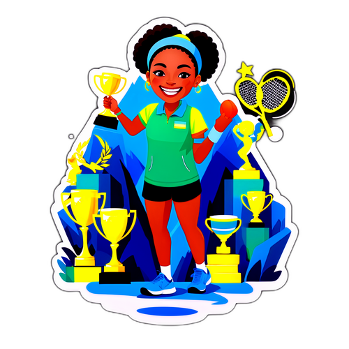 Diseño divertido de Leylah Fernández celebrando el éxito