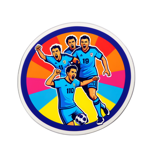 Stiker Perlawanan Bola Sepak yang Ceria