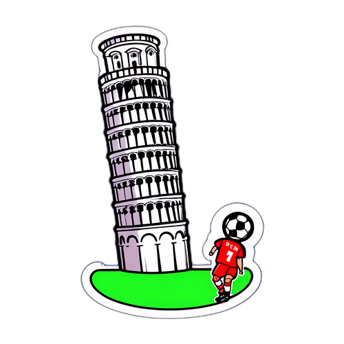 Stiker Menarik Menara Pisa di Lapangan Sepak Bola