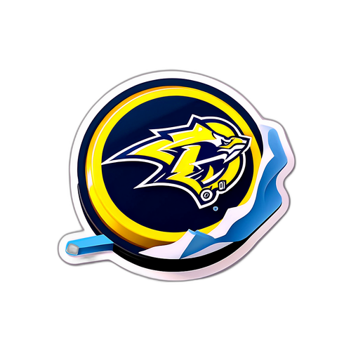 Dynamic Hockey Puck Sticker with Nashville Predators Logo