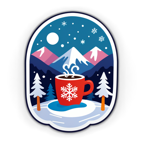 Paysage d'hiver avec chocolat chaud