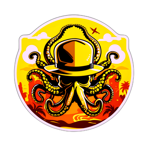 Indiana Jones - Seikkailuteemainen logo kultaisella mustekalalla