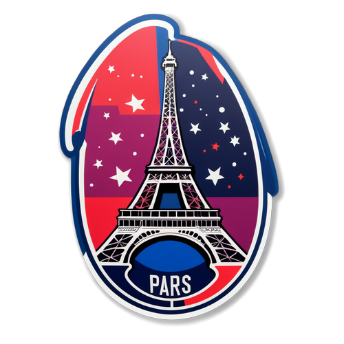 Sticker PSG yang Berwarna-warni dengan Menara Eiffel