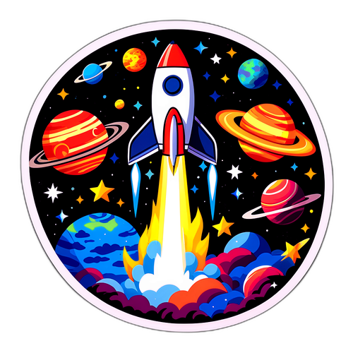 Cosmic Rocket Blast Off Sticker
