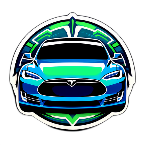 Stylischer Aufkleber eines futuristischen Tesla-Autos