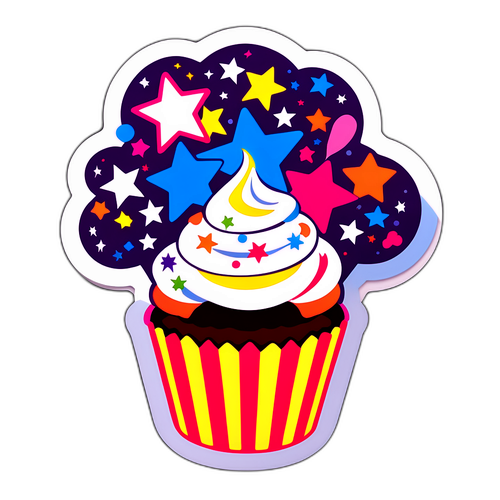 Fargerik cupcake med stjerner